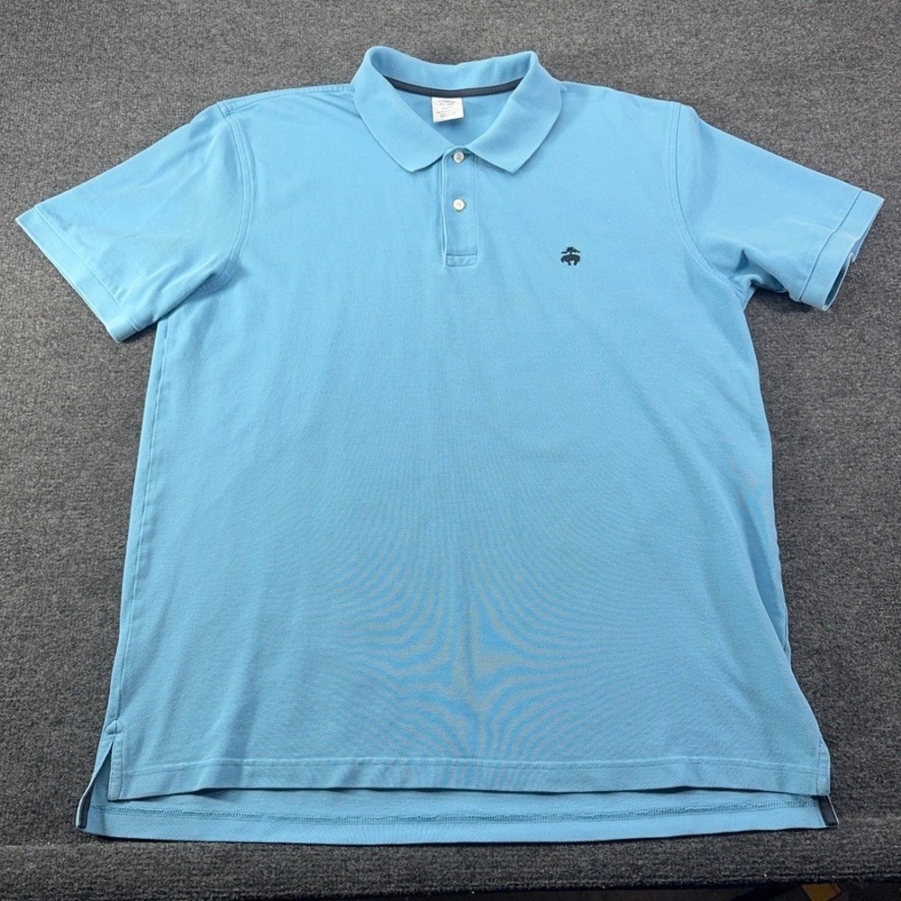 Brooks Brothers Mens XXL Slim Fit Performance Polo Shirt Light Blue Cotton Pique